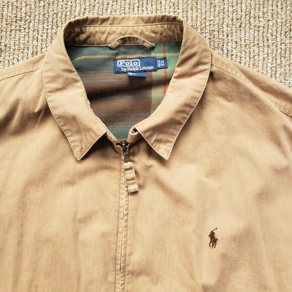 Vintage Polo Ralph Lauren Bi-Swing Jacket 2X Big Khaki Tan Harrington Bomber - Picture 5 of 11